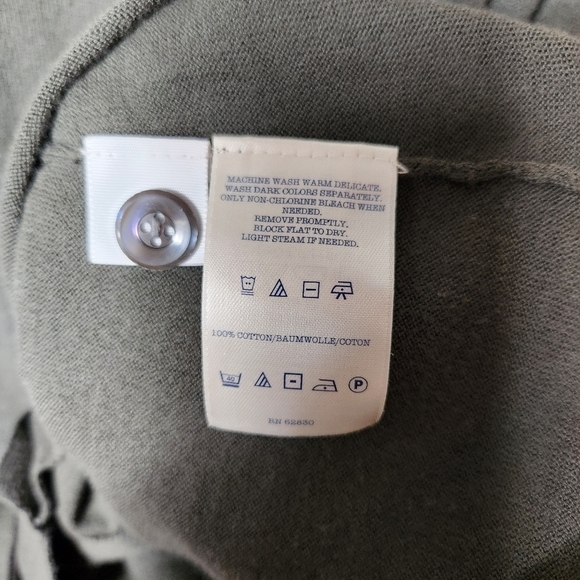 Lands End Womens Olive 100% Cotton Buttonfront Tie Waist Cardigan-Size L - Picture 5 of 6